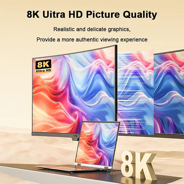 Câble USB C vers HDMI compatible 8K@60Hz 4K@120Hz Type C vers HDTV pour convertisseur TV MacBook Air iPad USB-C vers HDTV
