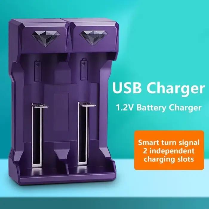 Chargeur de batterie USB compact pour piles rechargeables 2A/3A