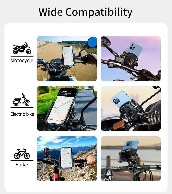 1S support de téléphone pour moto à verrouillage rapide 36W USB Type C charge