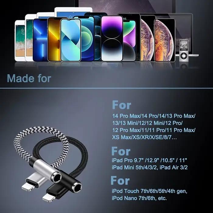 Adaptateur de câble Lightning vers Jack AUX 3 5 MM