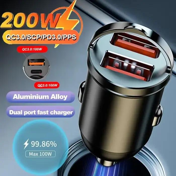 Chargeur de voiture mini 100W/200W QC3.0 PD 12-24V