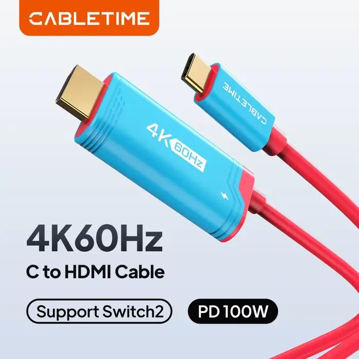 Câble HDMI 4K 60Hz HDR PD 100W Switch 2 Adaptateur USB C vers HDMI pour Nintendo Switch 1, Switch 2 OLED, PS4/5, ordinateurs portables et tablettes occasions spéciales