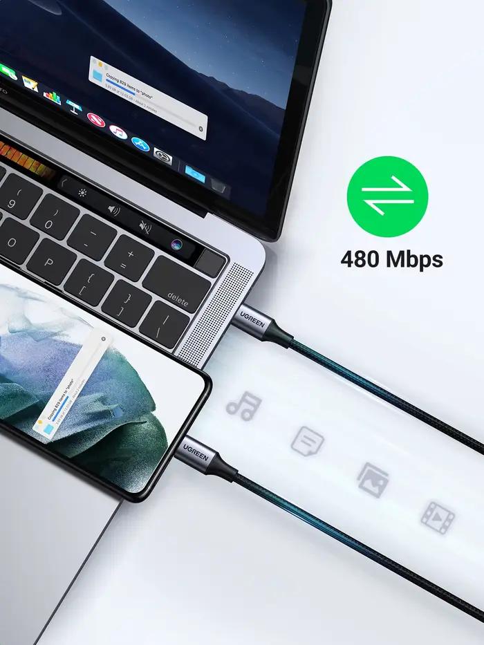 Câble USB Type C vers USB C UGREEN 60W 100W pour ordinateur portable MacBook iPhone 17 iPad Samsung Xiaomi