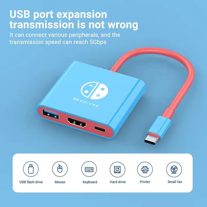 Adaptateur HDMI 4K Station d'accueil TV pour Nintendo Switch OLED USB 3.0 Type C Port
