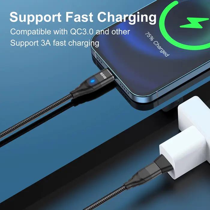 Câble de charge rapide magnétique USB C vers VopeC pour iPhone et Samsung