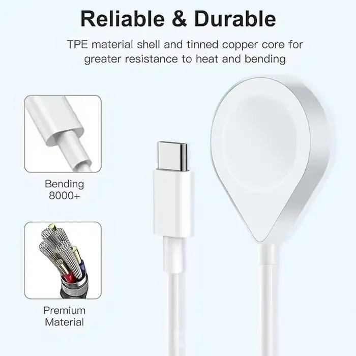 Câble USB C 3 en 2 pour chargeur Apple Watch