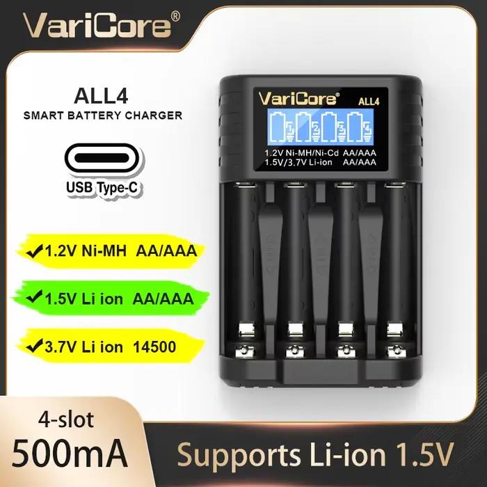 Chargeur de batterie intelligent LCD ALL4 à 4 emplacements pour piles Ni-MH Ni-Cd AA AAA 1
