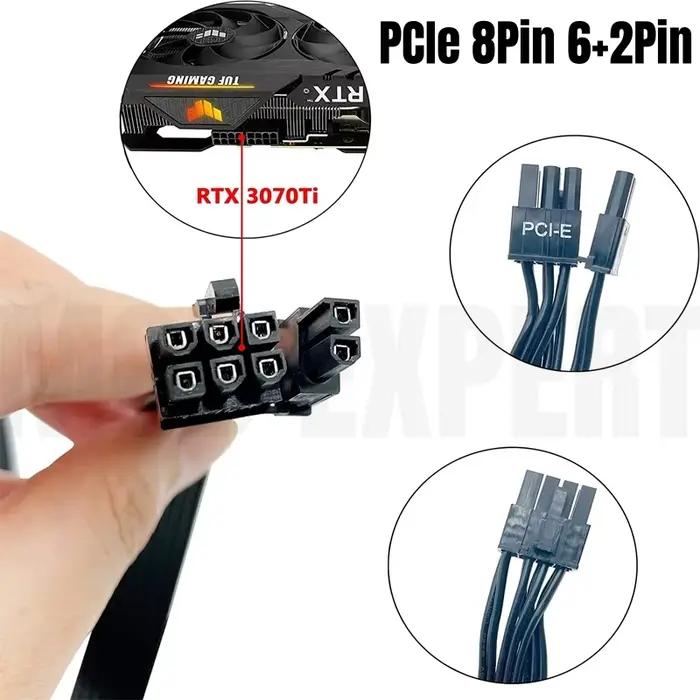 Câble d'alimentation GPU PCIe simple 8 broches 6+2