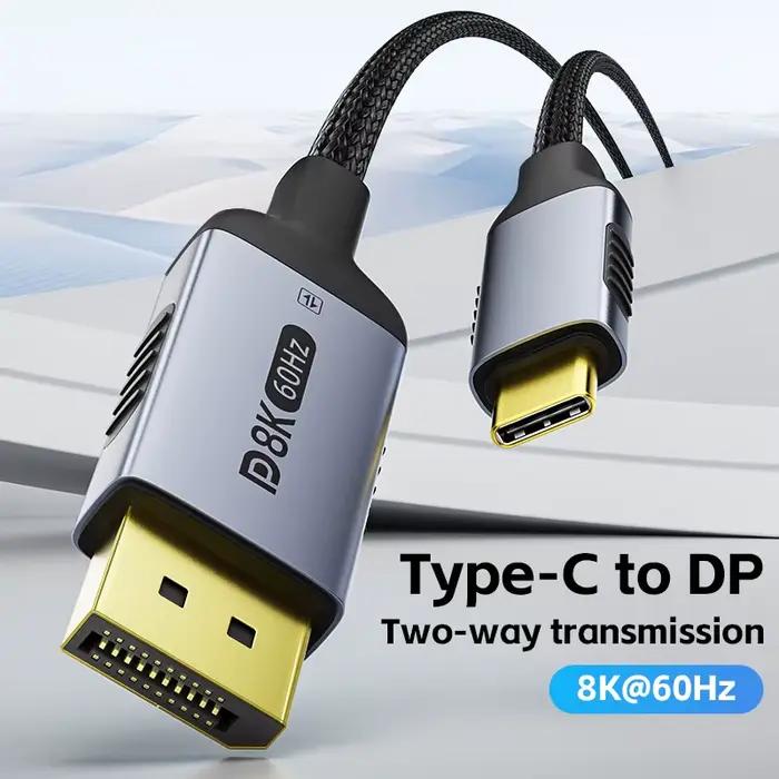Câble USB-C vers DisplayPort 8K60Hz 32.4Gbps pour Ordinateur Moniteur Projecteur Télévision Occasions Spéciales