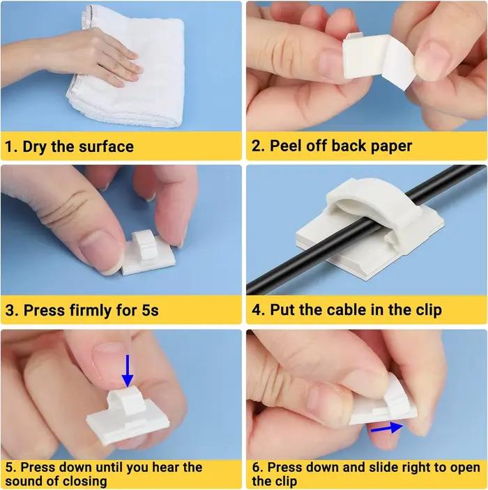 Pinces de gestion des câbles en plastique pour bureau, poste de travail, organisation de câbles USB, ligne de données, enrouleur de canettes, blanc, rouge, noir, vert