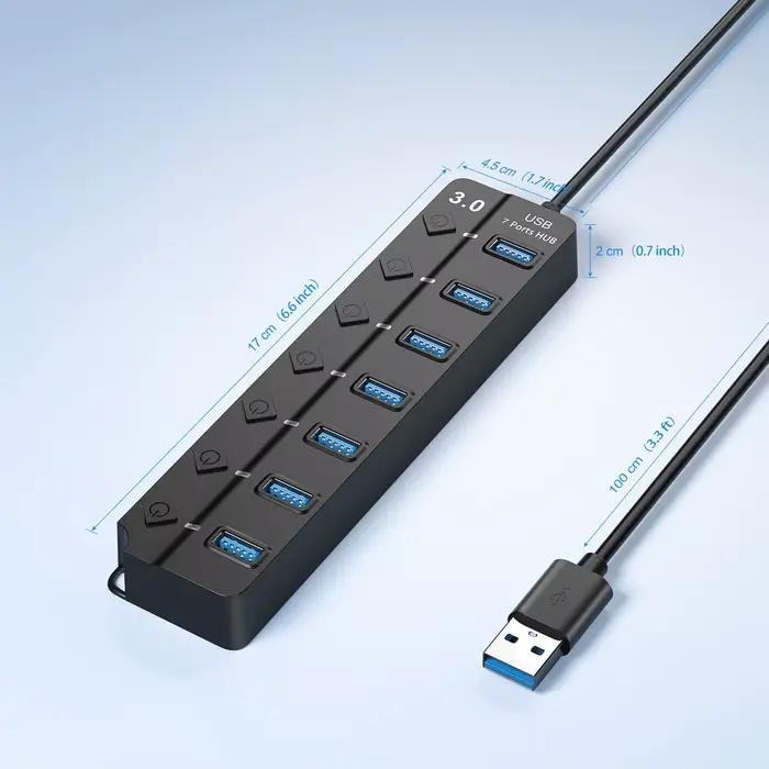 Hub USB 3.0 Hub USB 2.0 Hub répartiteur Multi USB câble de 100 cm de Long extenseur Multiple pour ordinateur portable