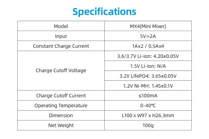 Chargeur de batterie intelligent XTAR MX4 – Entrée type-c