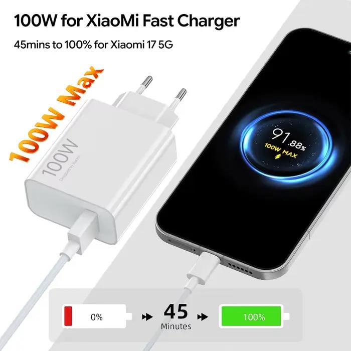 Chargeur Original XIAOMI 17T Pro 100W USB Type C Adaptateur Hypercharge 90W Cargador