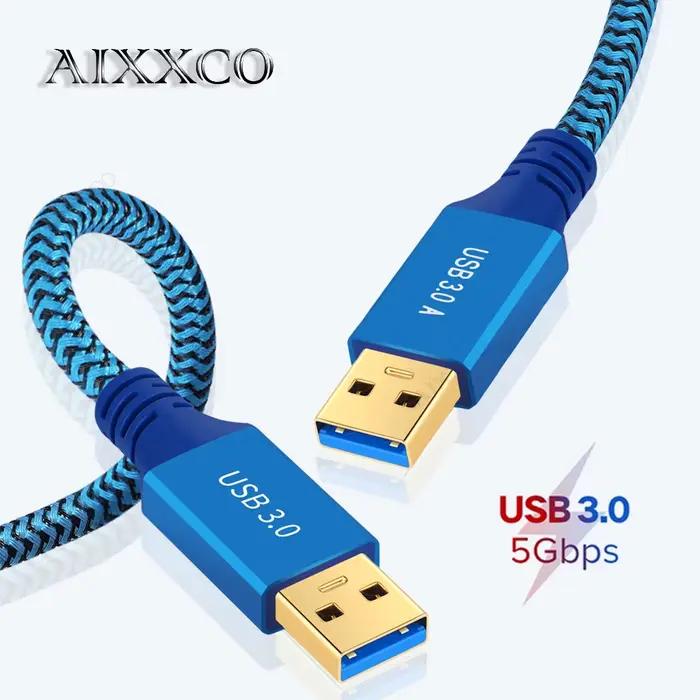 Câble USB 3.0 mâle à mâle de haute vitesse pour transfert rapide de données lecteur MP3/MP4 ordinateur décodeurs longueurs variées 0.2m 0.3m 0.5m 3m 5m 10m