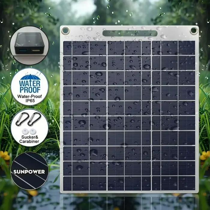 Chargeur solaire portable étanche double USB 5V à charge rapide