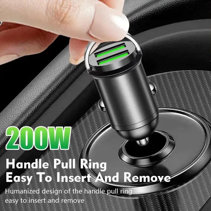 Mini chargeur de voiture à anneau de traction 100W double port USB A QC à charge rapide