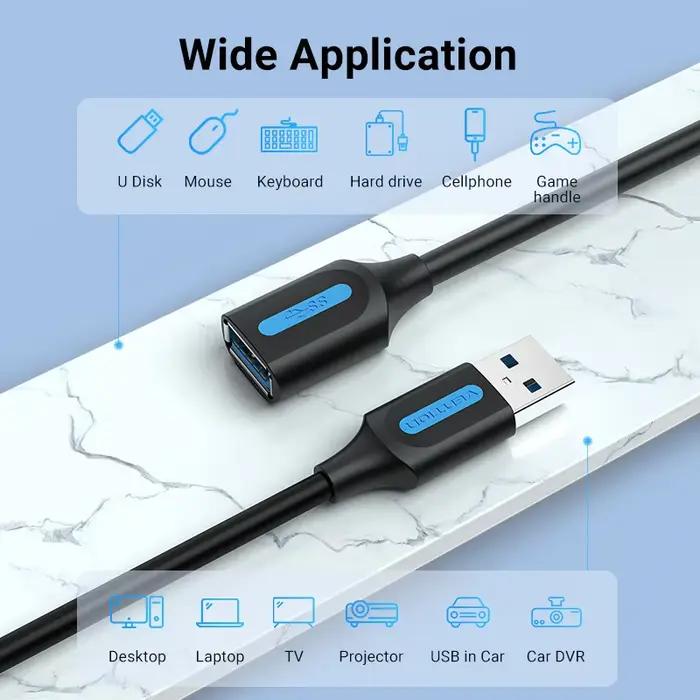 Câble d'Extension USB 3.0 pour PC Smart TV Xbox One SSD Vitesse Rapide Compatible avec Ordinateurs et Périphériques Multimédia Occasions Spéciales