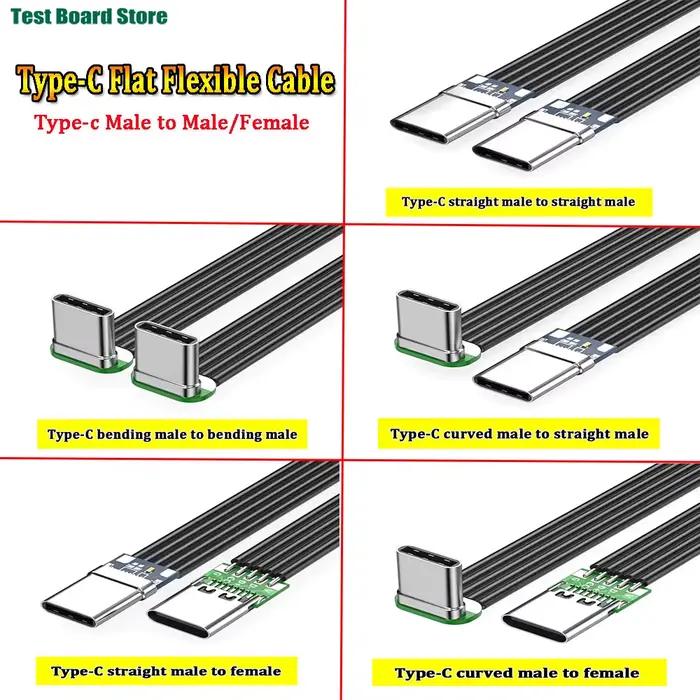 Câble Plat Flexible USB 3.1 Type-C 50cm Polyvalent Transmissions Données Charge Rapide Forme L Silicone Occasions Spéciales