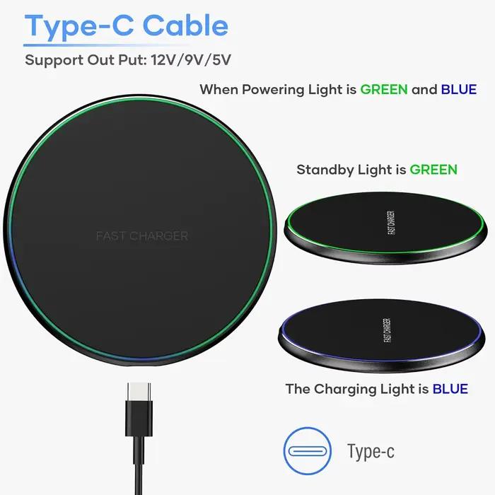 Chargeur sans fil rapide 30W pour iPhone 17 16 15 14 13 X Pro Max 8 Samsung Galaxy S23 Xiaomi – Station de charge sans fil