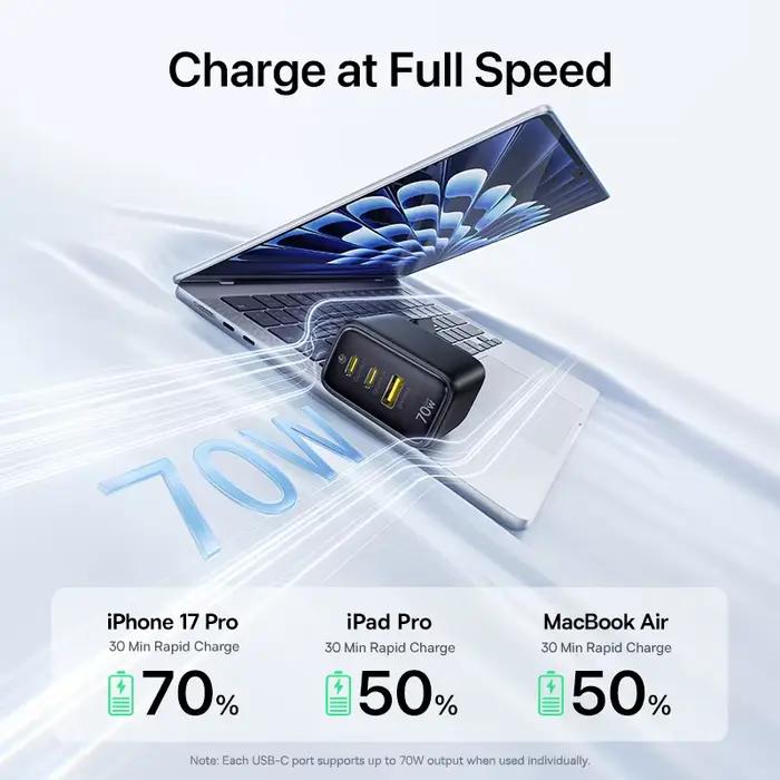 Chargeur rapide Baseus 70W USB Type-C compatible QC PD PPS