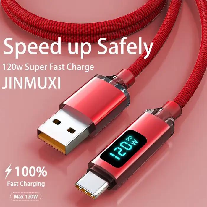 JINMUXI 120W USB A vers Type C câble de charge ultra rapide affichage numérique pour Xiaomi Huawei Oppo OnePlus iPhone