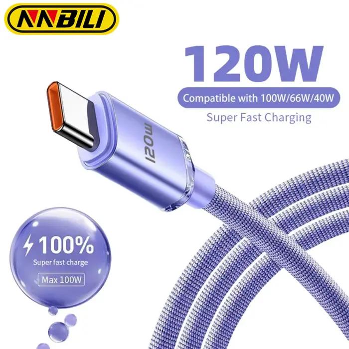 NNBILI 120W 6A Charge rapide USB Type C câble