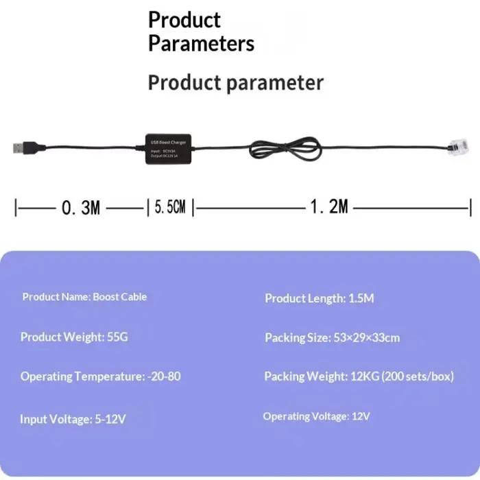 Câble USB vers RJ11 optimisé pour les détecteurs de radar avec prise DC55X21