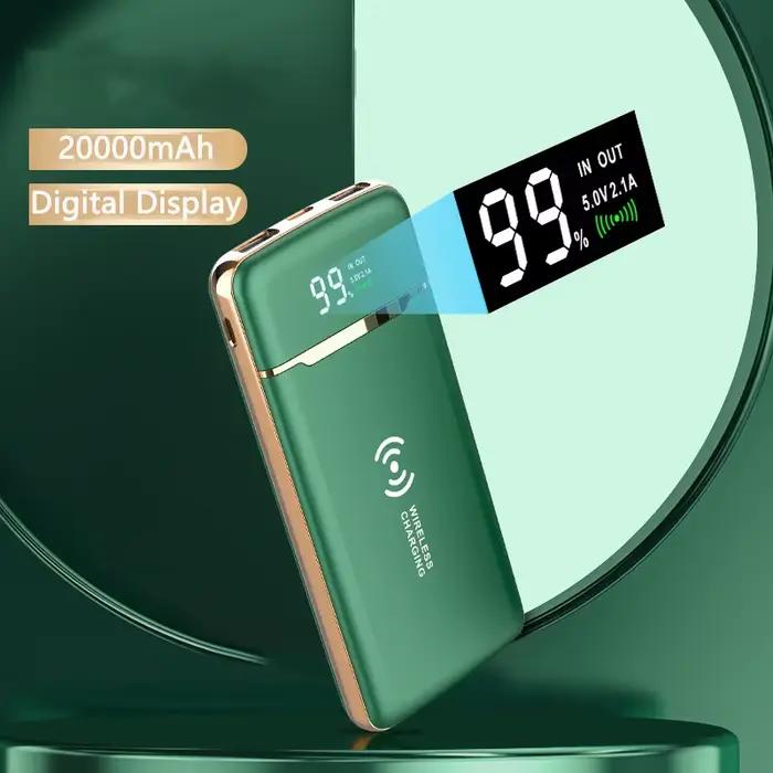 Batterie externe 20000mAh chargeur sans fil Powerbank câble intégré