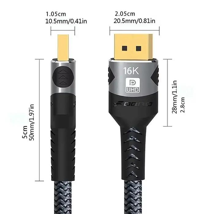 16K DP 2.1 8K @ 120Hz 4K @ 240Hz 32Gbps HDR vidéo Audio Displayport câble Port d'affichage pour ordinateur portable TV