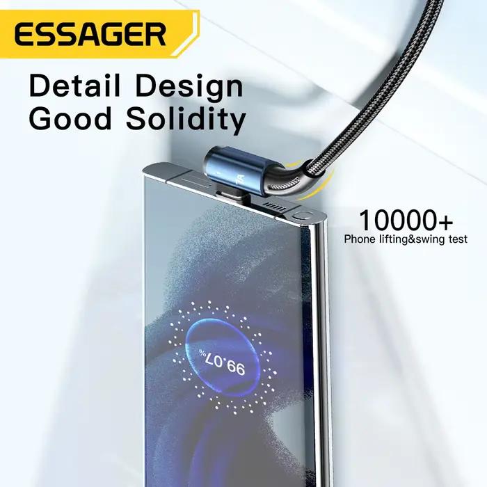 Câble USB Type C Essager 7A Charge Rapide 100W Compatible OPPO Honor Huawei Oneplus Realme Blanc Noir 1m 2m