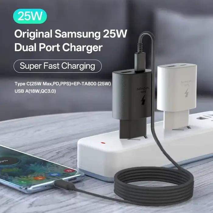 Chargeur Super Rapide Samsung 25W Type C Adaptateur Galaxy S26 S25 S24 S23 S21 S22 Plus A17 A07 A55 A35 A25 Z Flip Fold 7 6 5 Note 20