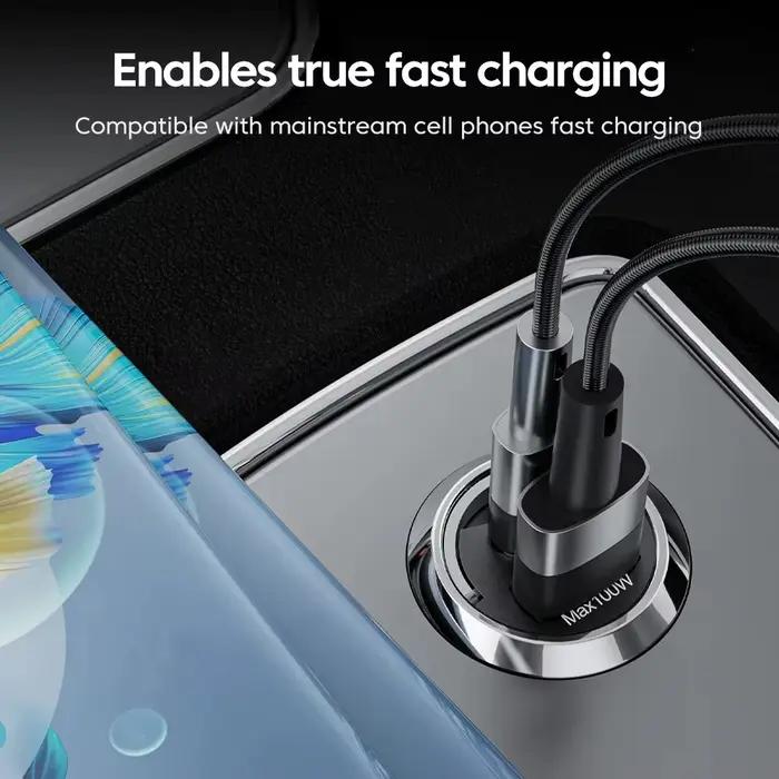 Mini 100W PD QC anneau de traction chargeur de voiture de charge Super rapide USB C adaptateur