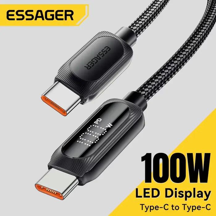 Câble Essager USB Type C rapide et synchro données pour Macbook Xiaomi Samsung en 1 2 ou 3 mètres