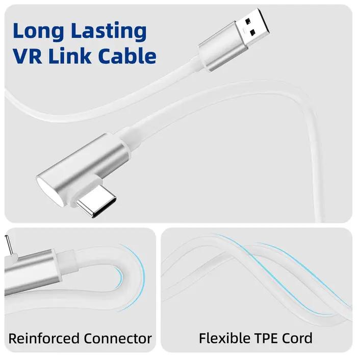 Câble VR Link 5M/16FT 10Gbps pour Meta/Oculus Quest 3S 3 2 Pro/Pico 4 Ultra et PC/Steam VR Type C USB 3.1