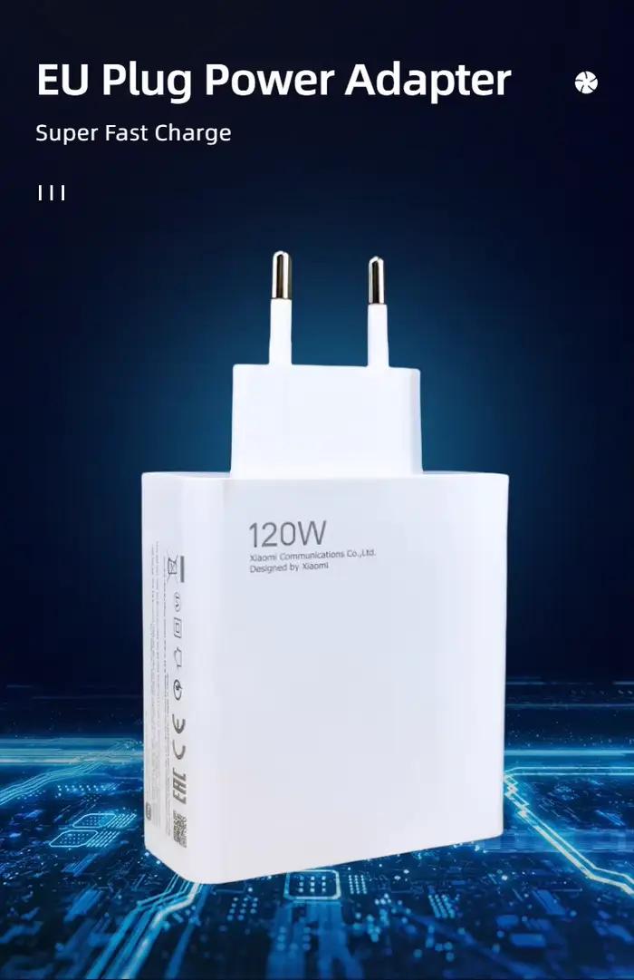 Chargeur Xiaomi Original 120W Turbo Super Charge Rapide Adaptateur EU Câble Type C pour Mi 13t 12s Redmi Note 14 13 12 Pro Plus Téléphone