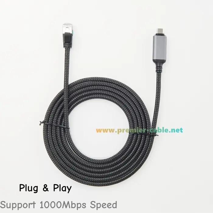 Câble USB C vers Ethernet 10/100/1000Mbps