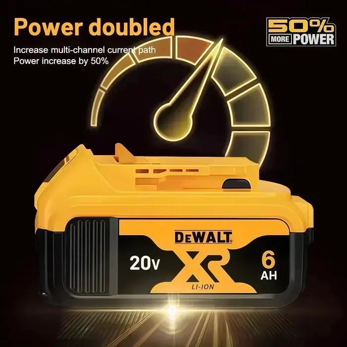 Batterie de remplacement 20V 6.0Ah DeWalt pour outils électriques compatibles avec divers modèles pour jardinage et bricolage