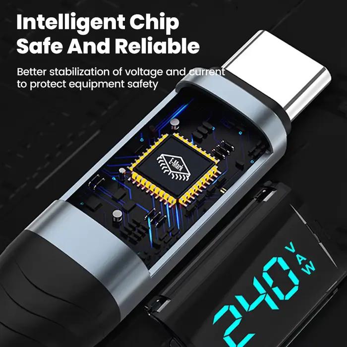 Câble d'affichage numérique Super Charge 240W Type C à Type C
