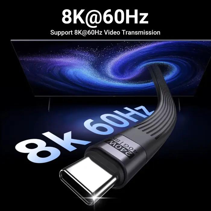 AUFU PD 240W câble USB C court USB4 40Gbps transfert de données 8K 60Hz affichage vidéo Thunderbolt 3/4 pour iPhone MacBook Android Auto