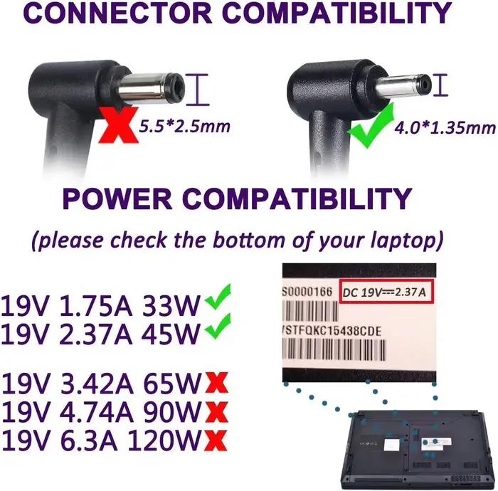 Chargeur adaptateur secteur pour ordinateur portable