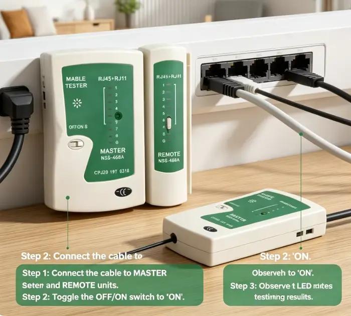 Testeur de câble réseau - Câble LAN et câble téléphonique RJ11