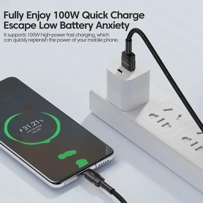 Toocki 6A câble USB Type C pour Xiaomi POCO Samsung Huawei 100W chargeur de charge rapide USB C cordon de données