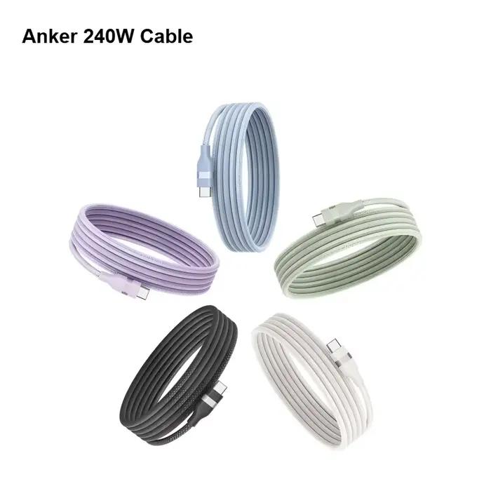 Nouveau câble USB-C vers USB-C Anker 240W 3ft et 6ft tressé recyclé pour téléphone, tablette, ordinateur portable et appareils intelligents, cadeau éco-responsable