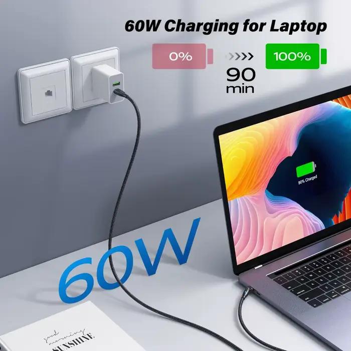 AUFU 100W USB C câble 5A PD chargeur de charge rapide cordon pour Macbook iPad Samsung Xiaomi 180 rotation USB vers