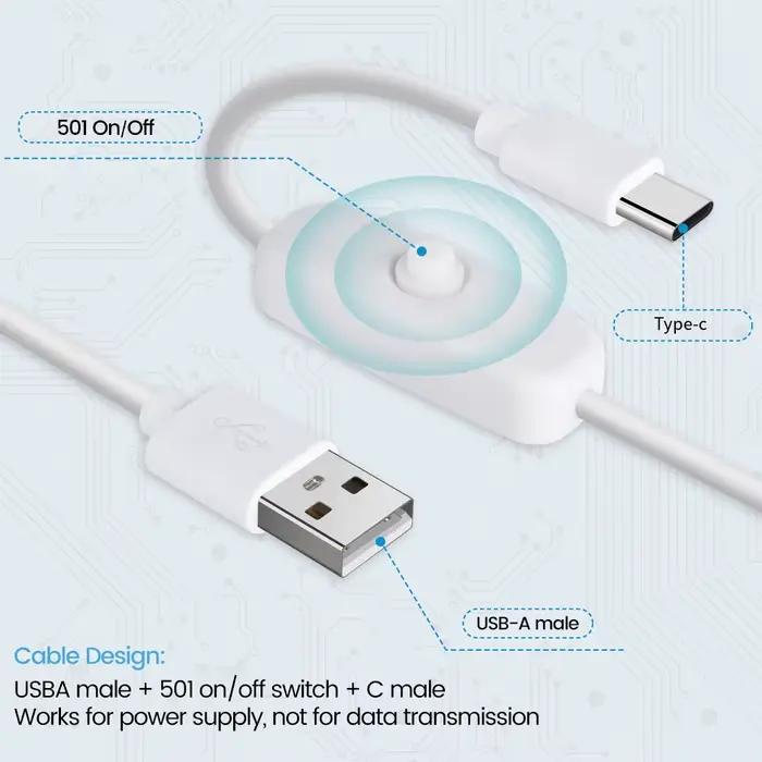 Câble de chargement USB vers Type C avec interrupteur
