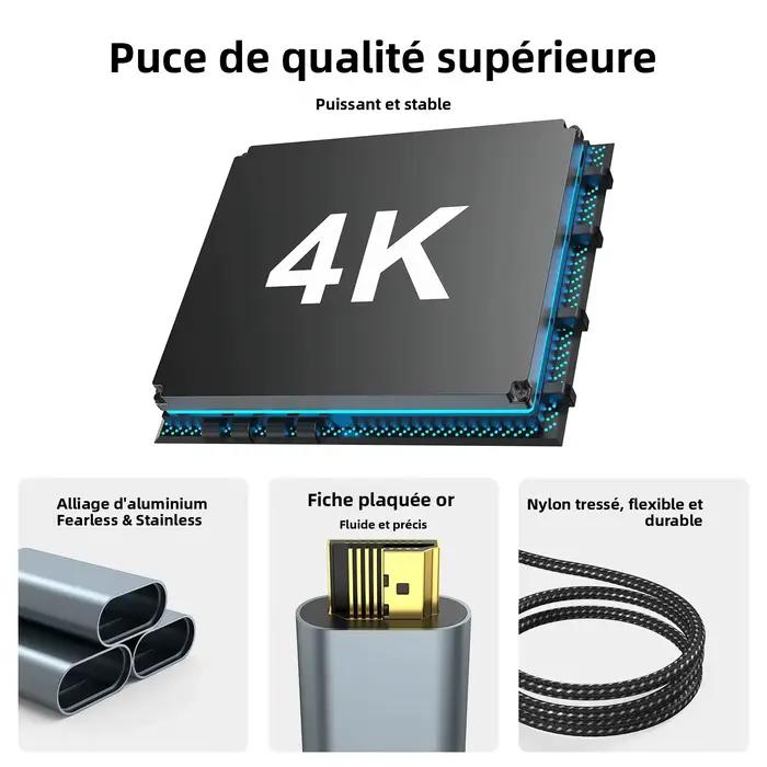 Câble HDMI 4K vidéo et audio simultanés