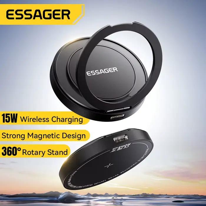 Essager chargeur sans fil magnétique avec support 15W charge rapide pour iPhone17 16 15 14Pro Max Airpods Mini