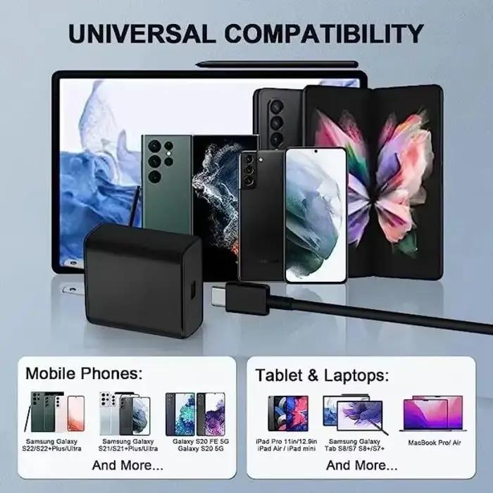 Chargeur Super Rapide 45W PD pour Samsung Galaxy S24 Ultra S23 S22 S21 Plus Note10 A54 A34 5A