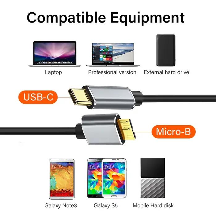Câble de disque dur externe USB 3.0 Type C vers Micro B