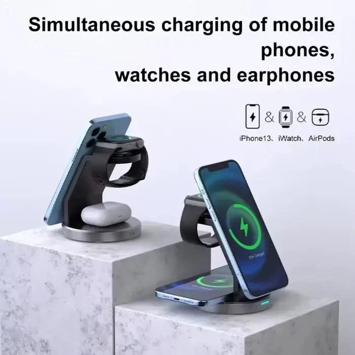 Station de recharge de bureau magnétique rapide sans fil 3 en 1